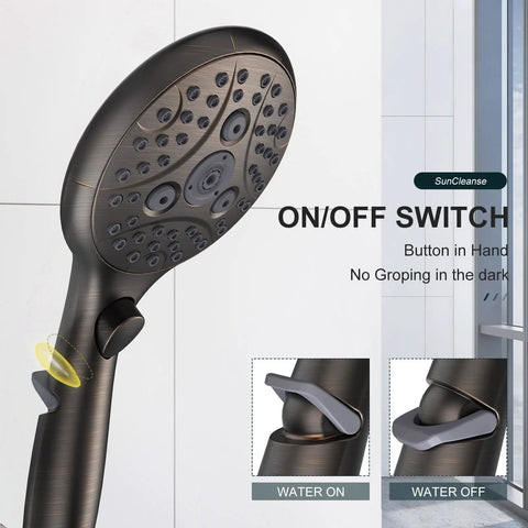 Shower Head With 7 Settings Handheld With On Off Pause Switch, Oil Rubbed Bronze High Pressure Shower Head With 71 Inch Hose
