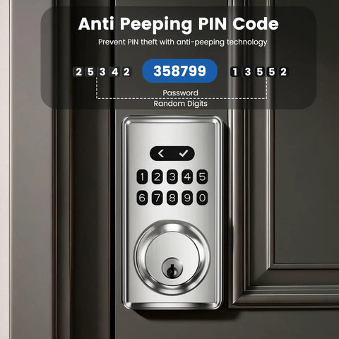 Slick Keyless Entry Deadbolt Smart Lock Delivering 100 Guest Codes And Backup Keys For Front Door Straightforward Install Tight Security Shield Weather Proof Touchscreen Interface