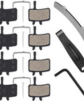 Four Pairs Bike Disc Brake Pads Kit With Three Handy Tools For Quick Install Including Disc Brake Gap Regulator Hydraulic Piston Press Tool And Hex Wrench For Mountain Biking Ebikes And Scooters