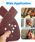 Image of No Fuss Mouse Sander Sanding Pads Set, 50 Pack With 60 80 120 150 And 220 Grits, 5 1/4 Inch By 3 3/4 Inch, 12 Hole Hook And Loop Paper.