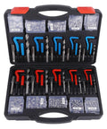 Open case of 320 Piece Helicoil Thread Repair Kit With Metric And SAE Thread Restorer Set showing tools and inserts