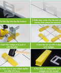 Instructional process for using 1/8 Inch Tile Leveling Clips Kit 1000pcs Leveler Spacers for DIYers and Pros Tile Installers Easy To Disassemble Holds Wall and Floor Ceramic Tile and Stone Tight White.