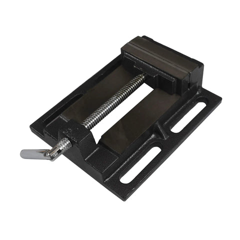 Flat Drill Press Vise 4 Inch For Home Shop Use Heavy Duty Malleable Cast Steel Body With Powder Coat Finish and Reinforced Base