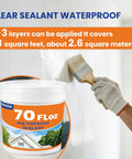 Straight Up Clear Waterproof Sealant Crushes Dripping Leaks And Cracks Fast, 70 Fl Oz can with brush applying to wall.