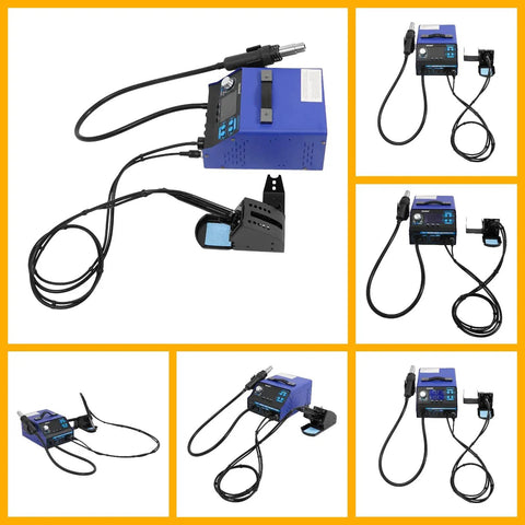 Hot Air Rework Station With 5 Nozzles, 780W Desoldering Power, High Flow Air Gun 6.16 GPM, PID Temperature Control And LCD Display image.