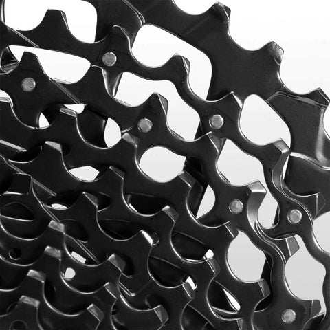 Close-up of PG-1130 11-Speed Cassette 11-42T Black for Trail and Mountain Bikes with PowerGlide II Shift Tech