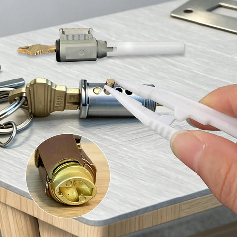 Professional Lock Rekeying Kit with Complete Pinning Set including 0 to 9 Bottom Pins shown with lock cylinder tools