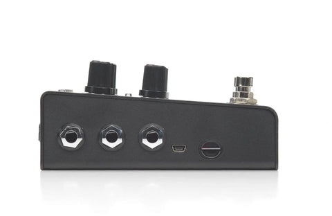 Side view of Trio Plus Band Creator Looper Pedal With FS3X Footswitch, showing input/output ports and control knobs.