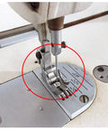 Finger Guard 2 Pack For Industrial Sewing Machines Compatible With Brother DB2 Series Juki S7100 S7200 PQ1300 PQ1500 And Consew Single Needle Models Replacement Safety Guard For Home Studio Workshop And Small Biz Use displayed installed on machine needle plate.