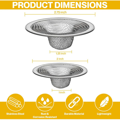 Two Pack Kitchen And Bathroom Sink Drain Strainers Must Have Stainless Steel Hair Catcher For Kitchen And Bath Drains Stopper