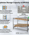 No Nonsense Heavy Duty Stainless Steel Flow Rack With Automatic Gravity Roller Track For Warehouse Packing Stations And Assembly Lines Smooth Cartons Slide Right Up To Cut Search Time And Level Up Your Inventory Game 100X80X100CM with organized boxes.