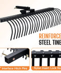 60 Inch Behind Landscape Rake For Tractor Tow Dethatcher With 24 Steel Coil Tines And 2 Inch Receiver detail view
