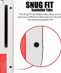 Close-up of snug fit tabs on Phenolic Zero Clearance Insert For Table Saws For Pros, Compatible With Delta Uni-Saw Contractor And Grizzly Models