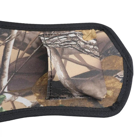 Close-up of camo fabric detail on Waist Belt Crossbow Arrow Quiver Holder With Camo Strap Lightweight Carrier For Outdoor Hunting
