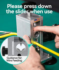 Person using Beefy Drill Powered Wire Stripper For Recyclers, AWG 000 To 40 Range, Strips One Eighth To Three Fourths Inch Cables.