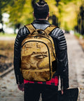 Person wearing a Raccoon Printed Unisex Backpack with Large Capacity, Durable Polyester Daypack in a park setting