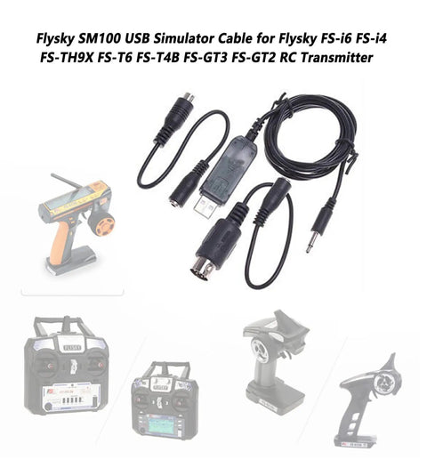 USB RC Flight Simulator Interface For Flysky Controllers with cable and connector for realistic training.