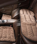 Stylish Furry Car Seat Cushion for Mini Cooper SE Convertible John Cooper Works Electric Warm Winter Seat Protector in brown upholstery.