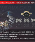 Drive Shaft Center Support Bearing And U Joint Kit For Toyota Tacoma 2005 Through 2015 2WD 4WD shown with components
