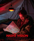 Gen 2 3000LM UFO Camping Lantern Rechargeable Portable Tent Light with red light mode illuminating a person reading in a tent