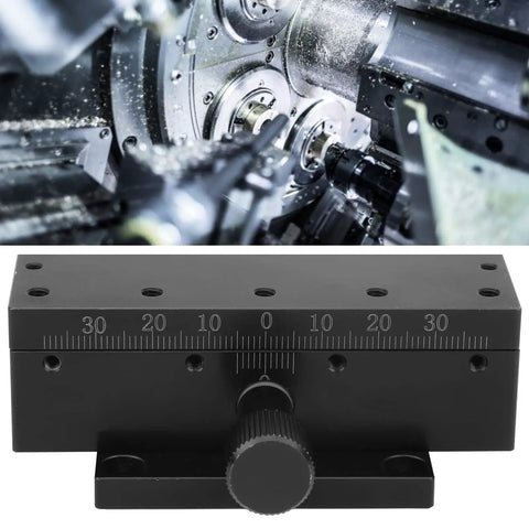 90X Linear Slide Rack And Pinion Sliding Table For Equipment, Aluminum Alloy Pro Grade Movement Platform, 35mm Travel, 0.7 Inch Per Turn Knob, 30 Micron Positioning Accuracy, Heavy Duty Linear Guide System, black anodized slide with scale and knob