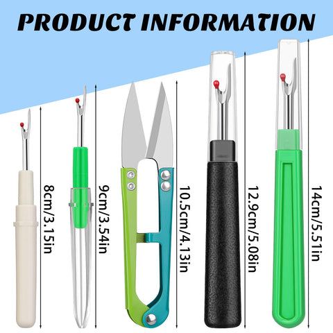 Seam Ripper Kit With 2 Large And 2 Small Stitch Removers, Thread Snips For Sewing And DIY Crafting, All In One Tool Set display