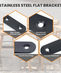 Eight Inch Black Steel Mending Plate Bracket For Supporting Wood Shelves Cabinets Heavy Duty Flat Corner Brace showing high-quality design details.