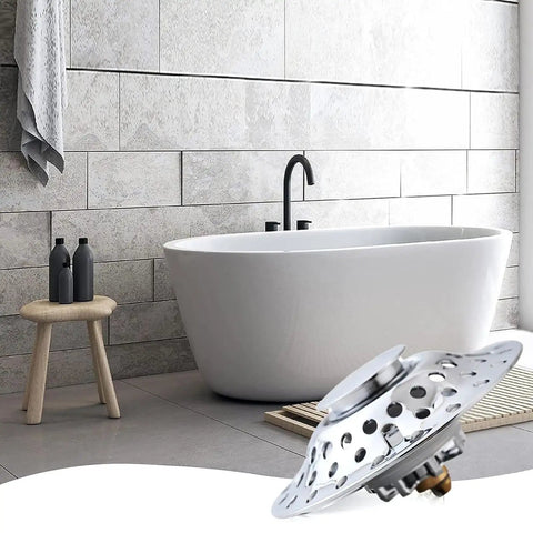 Lightweight Stopper, Bathtub Drain Plug for Various Drain, silver design, stylish and modern, perfect for any bathtub.
