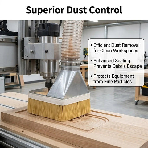 Clean Sweep Cnc Vacuum Brush 100Mm By 1M Length For Milling And Engraving Gear connected to CNC machine for dust control