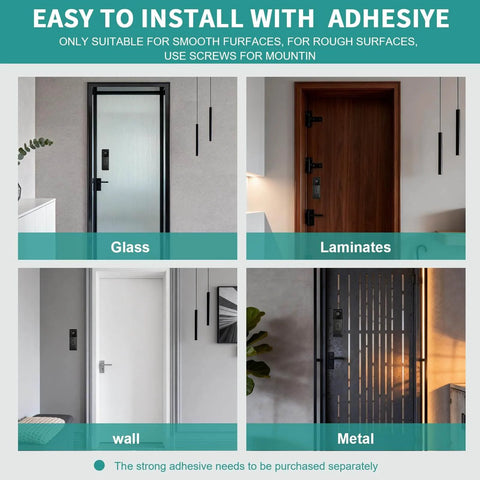 Install options for Anti Theft Angle Mount For Blink Video Doorbell 2025 2nd Gen showing on glass, laminate, wall, and metal surfaces