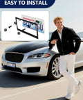 Full Real Carbon Fiber License Plate Frame For Cars Two Hole Auto Tag Holder with installation kit and car.