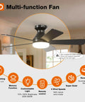 42 Inch Low Profile Ceiling Fan With Light And Remote Dope Airflow, Flush Mount, Reversible Blades, Dimmable 3 CCT LED