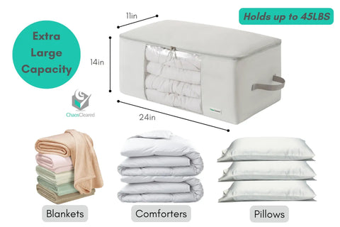 Collapsible Comforter Storage Bag Holds King Queen Bedding Pillows Blankets Duvet Quilt Mothproof Space Saver Machine Washable Oxford Fabric Kick The Clutter Straight Up Solid And Ready
