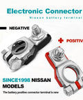 Pair Of Premium Nissan Battery Terminal Connectors For Rogue Maxima And Murano Positive And Negative Posts OEM 243407F000 243407F001 Easy Install No Fuss Durable Copper Contacts
