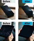 Before and after using Glass Repair Liquid for cracks and scratches portable scratch remover quick fix for mobile phones and tablets
