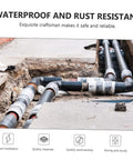 Underground installation of Six Piece Industrial Elbow Cast Iron Pipe Connector Set for Plumbing and HVAC, 3/4 Inch Hose Connectors