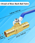 Brass hose-barb ball valve with blue lever handle and 5/8-inch hose fittings