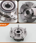 Front Or Rear Wheel Bearing And Hub Assembly For Hyundai And Kia Models 2017 To 2023 Elantra Forte Elantra GT Kona Ioniq Niro Seltos Veloster With 5 Lug And ABS Warranty, showing detailed product views.
