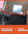Top view of Beefy Portable Sheet Metal Bending Brake 30 Inch Wide Heavy Duty Reinforced Steel Frame in use on 18 gauge steel.