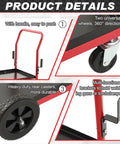Heavy Duty Two Tier Welder Cart For TIG Arc MMA Plasma Cutters Up To 440 Lbs With Tank Safety Chains Classic Style wheels and handle details