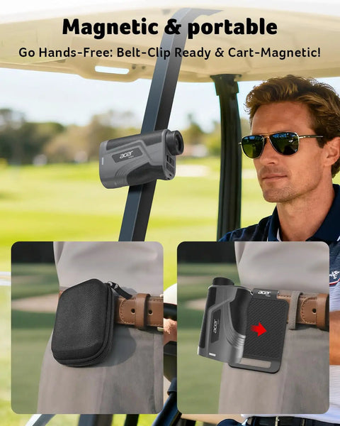 Golf rangefinder with magnet on golf cart and belt, Go To Golf Rangefinder With Slope And Anti Shake Tech, 800 Yard Range