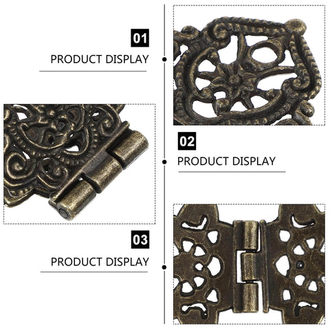 Close-up of Butterfly Hinges 10 Pack Zinc Alloy for Wooden Boxes and Small Cabinets Thickened Retro Miniature Furniture Hardware Jewelry Box Accessories by ULDIGI.