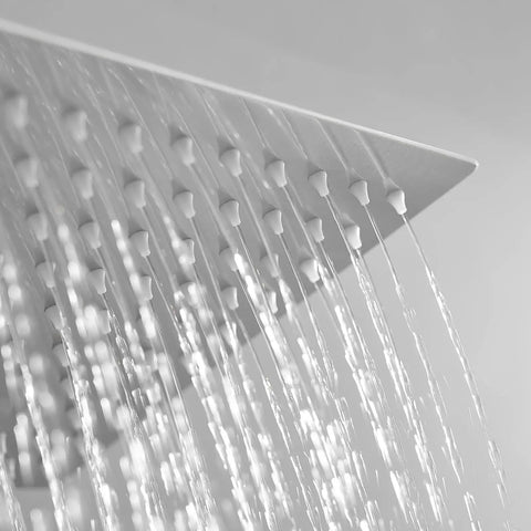 Close-up of 12 Inch Square Rain Shower System with 2 in 1 Handheld Showerhead Easy Install Wall Mounted Shower Faucet