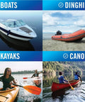 Boats, dinghies, kayaks, and canoes suitable for Portable Handheld Bilge Pump With 39 Inch Hose For Boats Kayaks And Dinghies No Fuss 20 GPM
