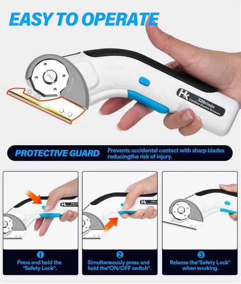 Cordless Electric Scissors Rotary Cutter For Cardboard And Packages 4V Box Cutter With Replacement Blade And Charger in use