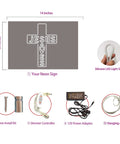 Jesus Saves Neon Sign Cross LED Light 3D Art Wall Decor 20x14 In Lit Night Glow For Church Home with installation kit
