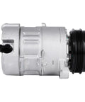 Bulletproof Heavy Duty AC Compressor For Chevrolet Silverado Tahoe Suburban GMC Sierra No Sweat Direct Swap Kit side view, silver and black.