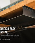 Under Desk Storage Shelf Mountable Add On For Tables And Office Desks Carbon Steel With Cable Management Tray Matte Black Finish.