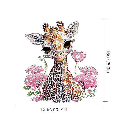 Diamond Painting Hanging Pendant Kit For Adults with giraffe rhinestone design, 13.8x15cm size, ideal for window or garden decor.