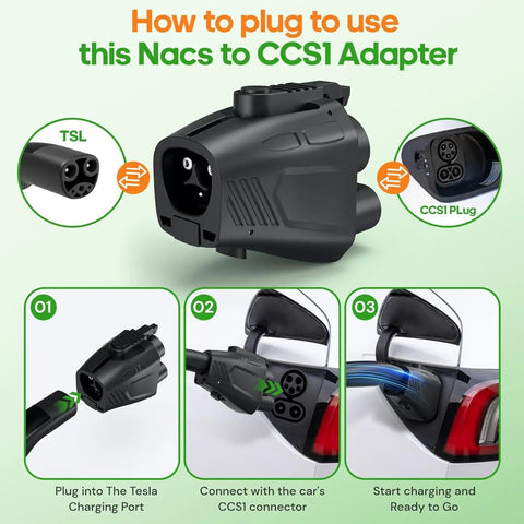 How to use Universal Nacs To Ccs Adapter For Tesla Supercharger DC Fast Charging, showing installation steps.